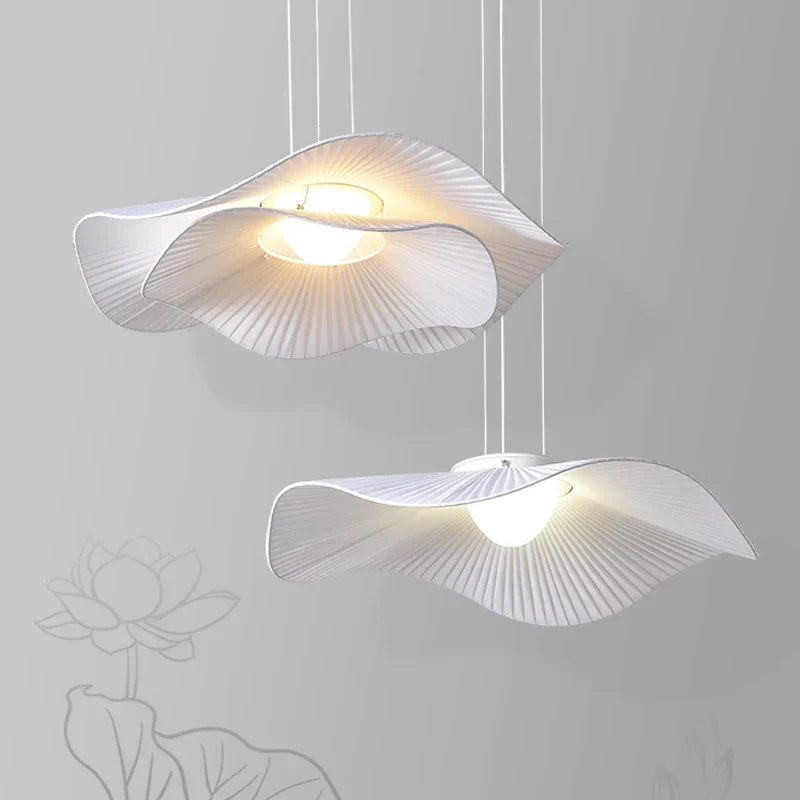 Afralia™ Nordic Minimalist Cream Fabric LED Chandelier for Living Room and Bedroom