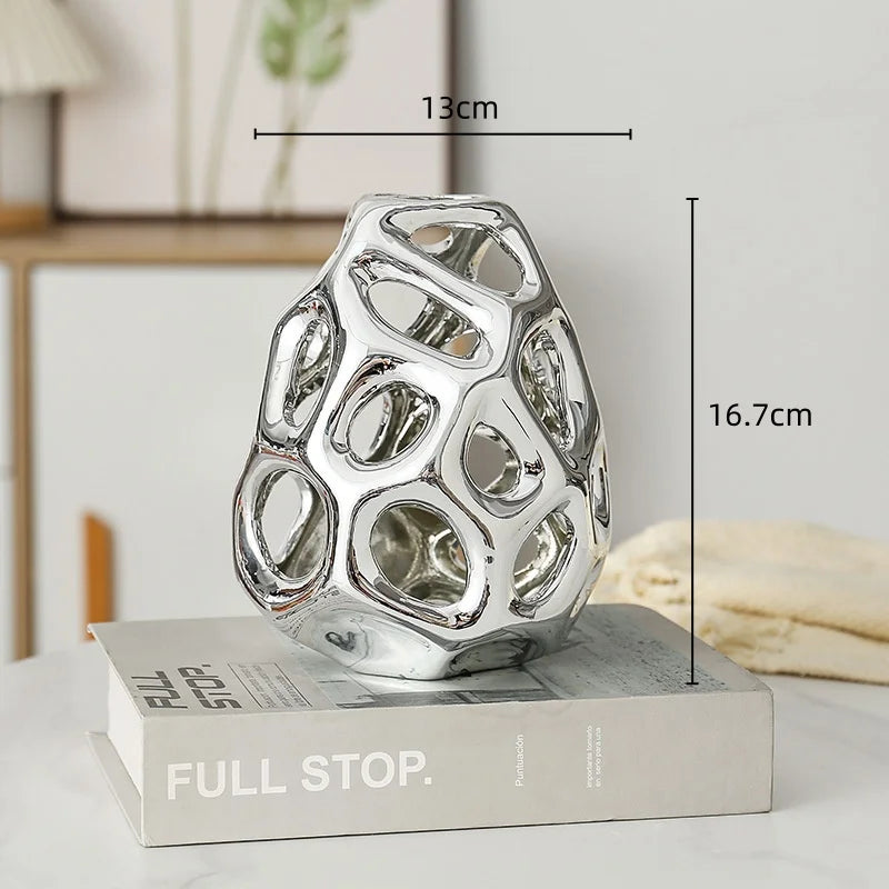 Afralia™ Geometric Golden Hollow Abstract Sphere Sculpture Decor for Home