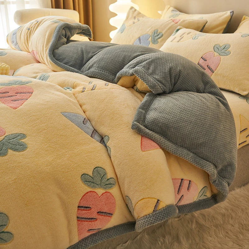 Afralia™ Dual-Layer Winter Velvet Duvet Cover - Soft & Warm Double-Sided Quilt Blanket