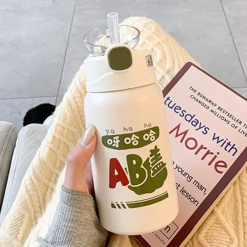 Afralia™ Cute Straw Thermos Cup for Girls - High-End Portable Water Cup for Children