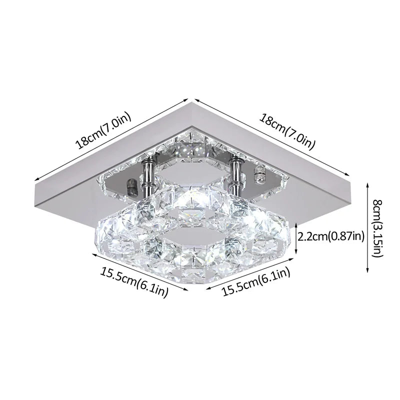 Afralia™ Crystal LED Ceiling Light: Modern Square K9 Chandeliers, Dimmable Stainless Steel Fixture.