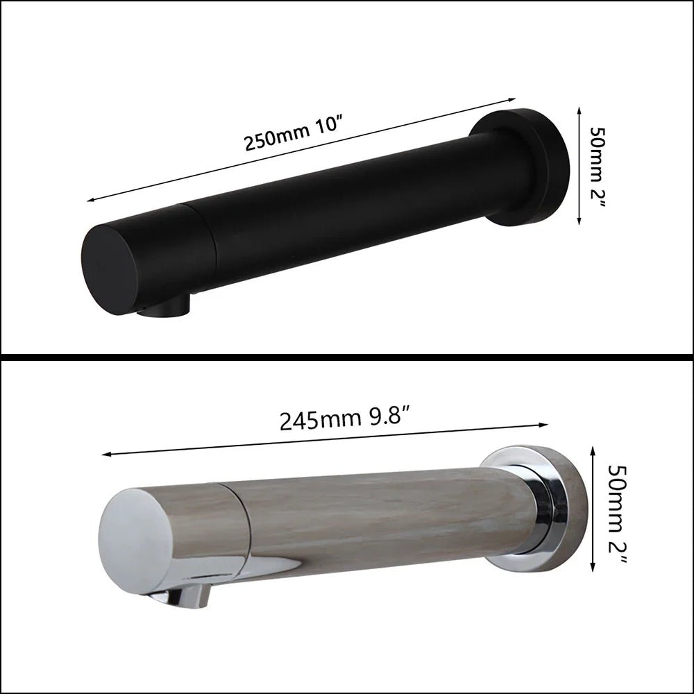 Afralia™ Matte Black Bathroom Faucet Wall Mount Touch Sensor Hot & Cold Water Mixer
