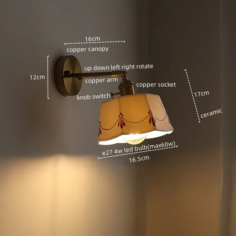 Afralia™ Ceramic Copper LED Wall Sconce Light, Modern Nordic Design for Living Room, Bedroom, Bathroom