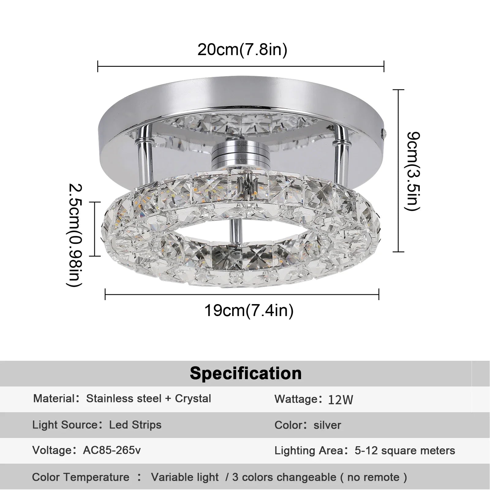 Afralia™ Crystal LED Ceiling Light: Stainless Steel Round Fixture for Bedroom, Kitchen, Bathroom