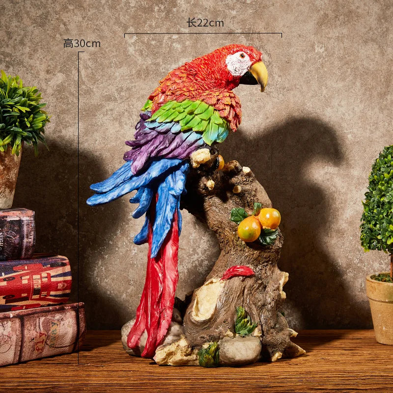 Afralia™ Vibrant Parrot Sculpture Home Decor Ornament Statuette