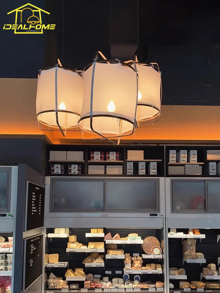 Afralia™ Wabi-sabi Bamboo Pendant Light LED E27 Tea Room Restaurant Lantern