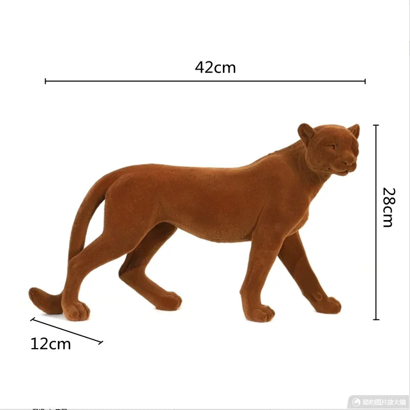 Afralia™ Suede Leopard Figurine: Resin Flocking Cheetah Sculpture for Stylish Home Decor