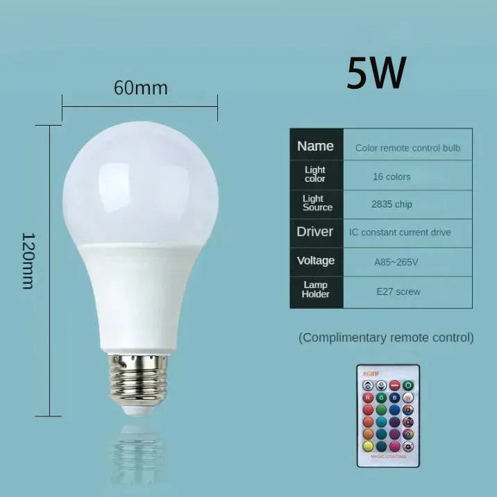 Afralia™ LED RGB Smart Bulb 16 Color Dimmable Night Lamp with Remote - Bedroom Decor Mood Light
