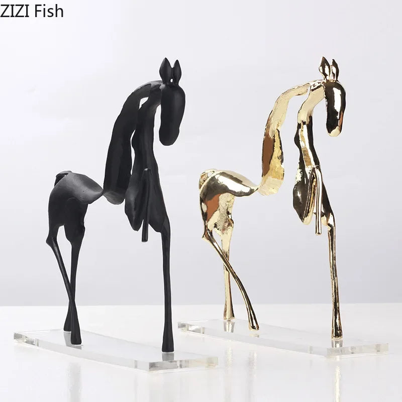 Afralia™ Hollow-out Horse Sculpture | Metal Desk Decoration for Room Aesthetics