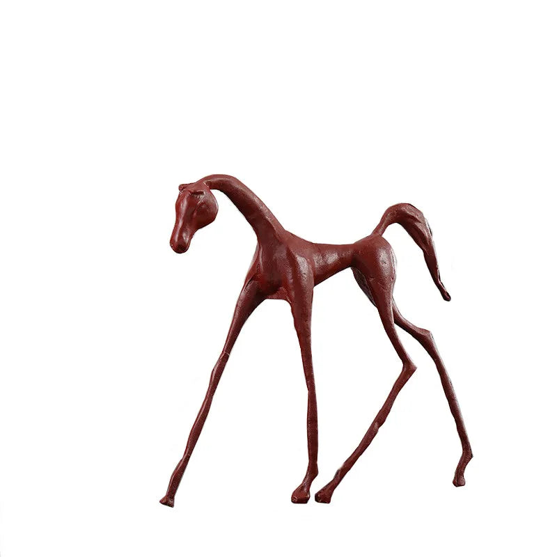 Afralia™ Thin Horse Metal Sculpture Abstract Animal Figurine for Home Decor