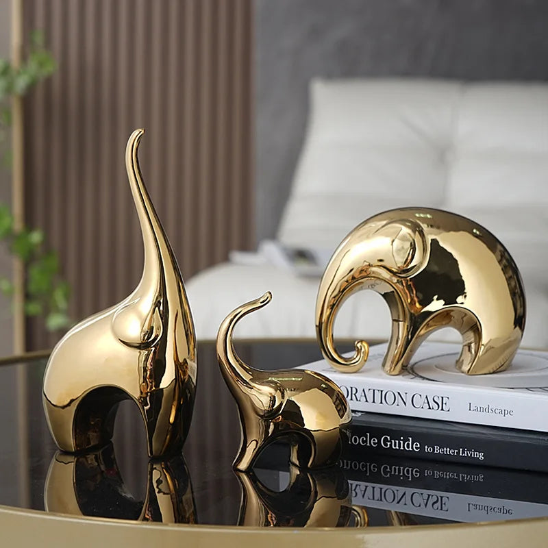 Afralia™ Silver Elephant Ornaments for Luxe Home Decor & TV Cabinet Styling