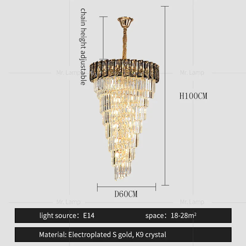 Afralia™ Amber Crystal Chandelier for Living Room in French Light Luxury Style