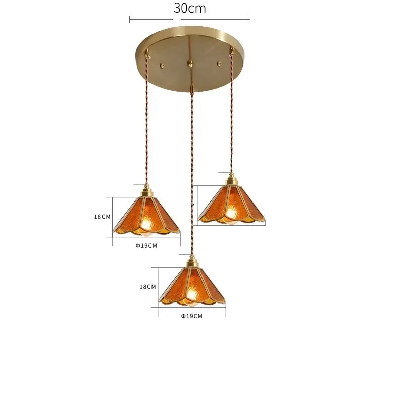 Vintage Pendant Lamp for Bedroom Bar Cafe Glass Copper LED Pendant Lights by Afralia™