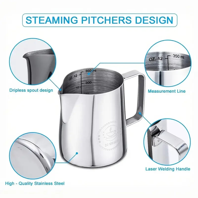 Afralia™ Stainless Steel Milk Frothing Pitcher with Scale | Versatile Coffee Cup Jug