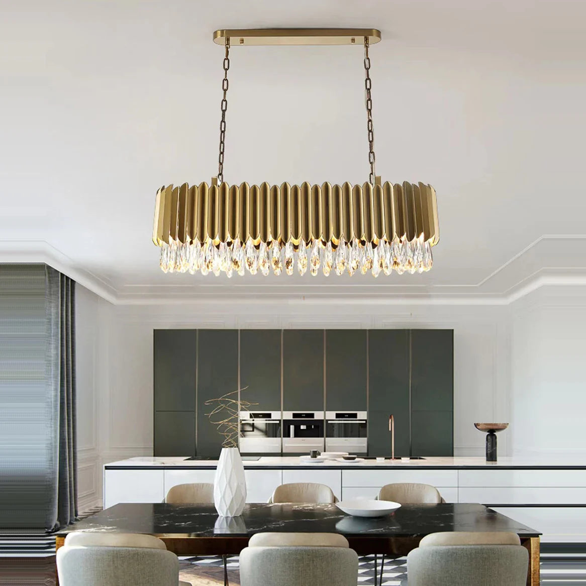 Afralia™ Crystal Pendant Lights: Dimmable LED Round Gold Lustres for Modern Luxury Living Room