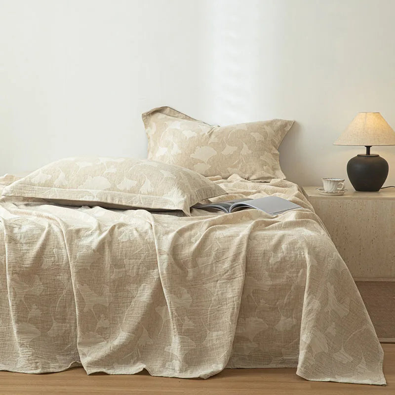 Afralia™ Super Soft Cotton Linen Jacquard Bed Sheet, Cozy Flat Bed Cover for All Seasons