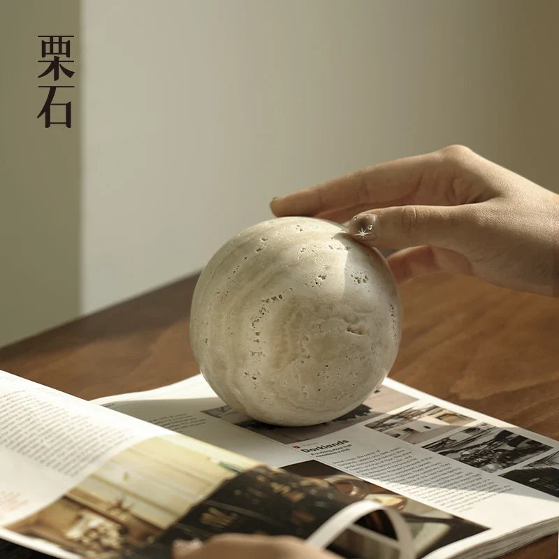 Afralia™ Marble Stone Ball Sculpture for Home Decoration