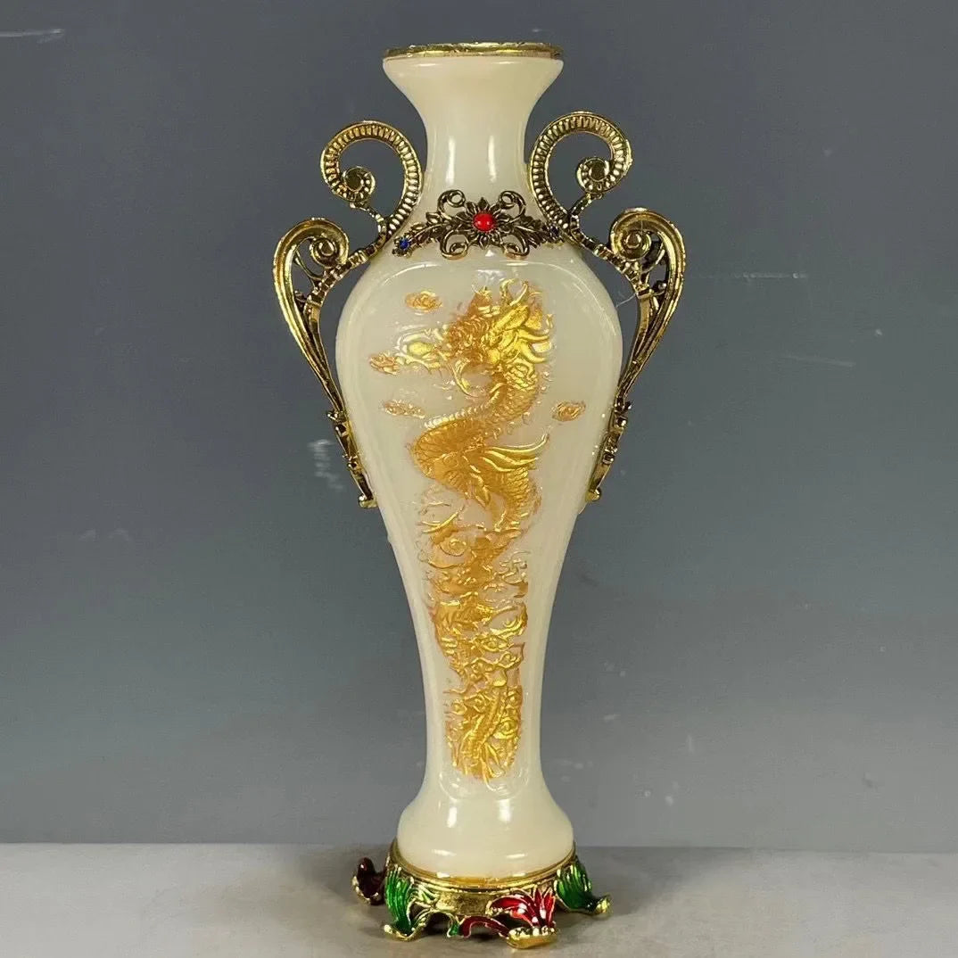 Afralia™ Qing Dynasty Qianlong Period Bronze Vase with Dragon and Phoenix