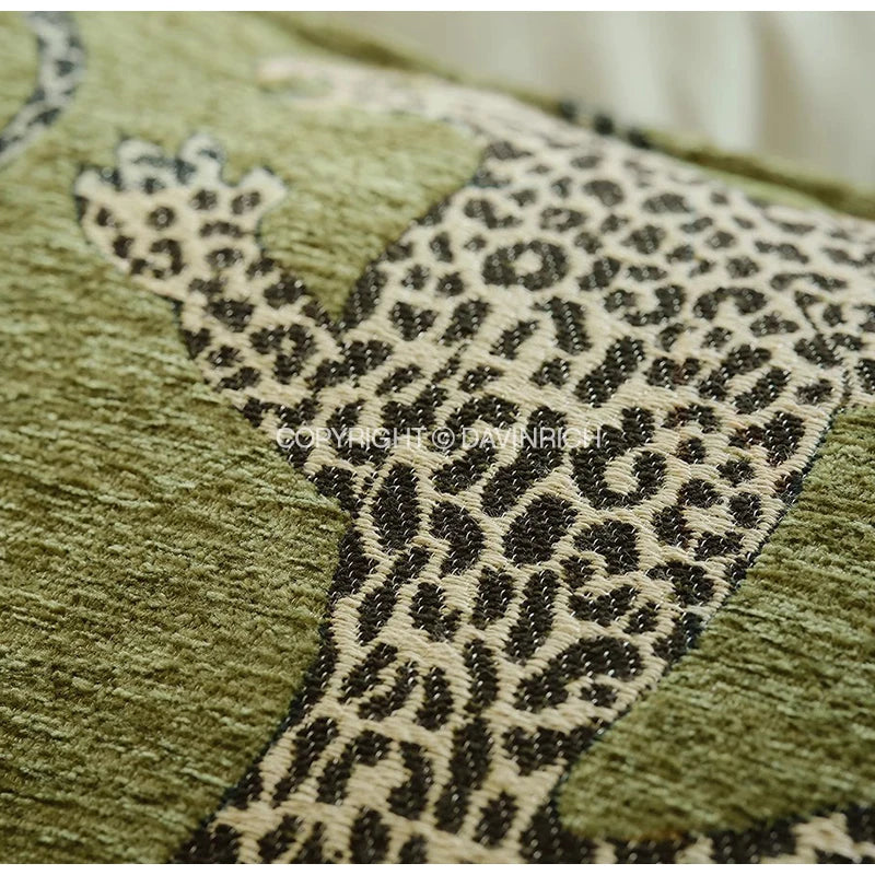 Afralia™ Medieval Leopard Lumbar Pillow Case, Luxury Cushion Cover, Royal Menagerie Collection