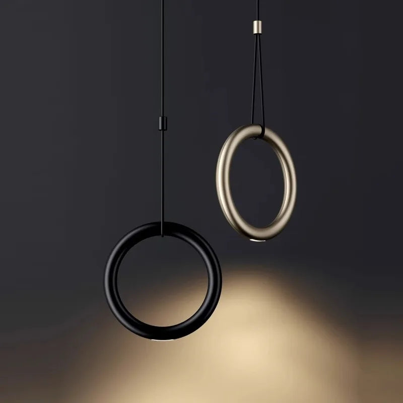 Afralia™ Metal Ring Pendant Lamp Italian Designer Restaurant Bar Studio Decor