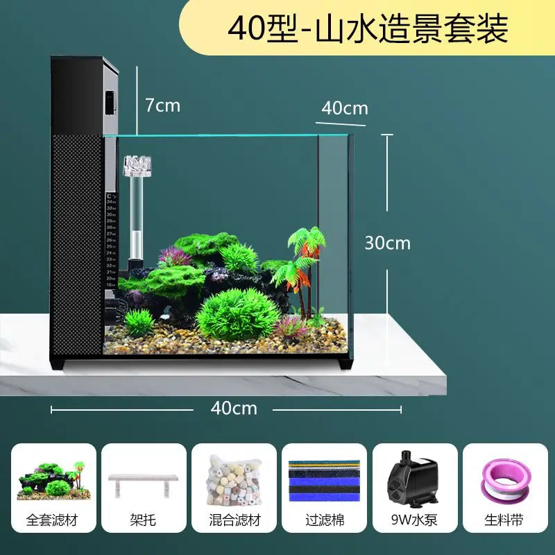 Afralia™ Ultra White Glass Goldfish Tank with Triple Water Purification System
