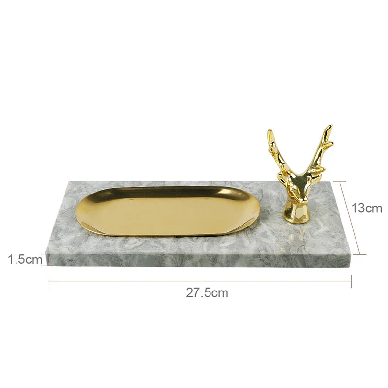 Afralia™ Marble Vanity Mirror Tray Luxury Bathroom Accessories