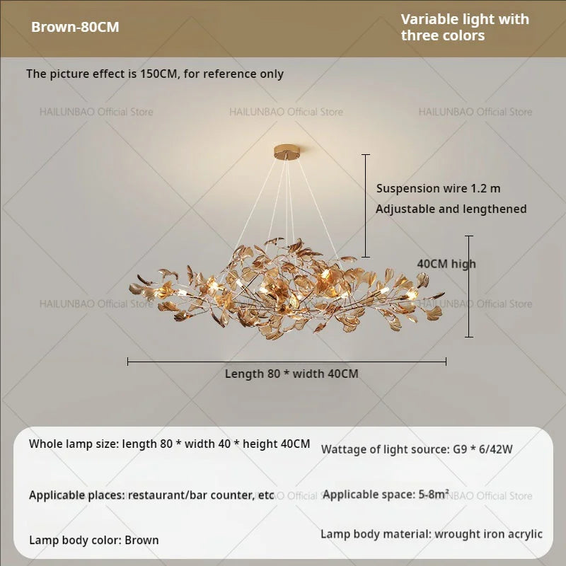 Afralia™ Gingko Leaf Chandelier: Modern Luxury Art Decor for Home, Restaurant & Bar