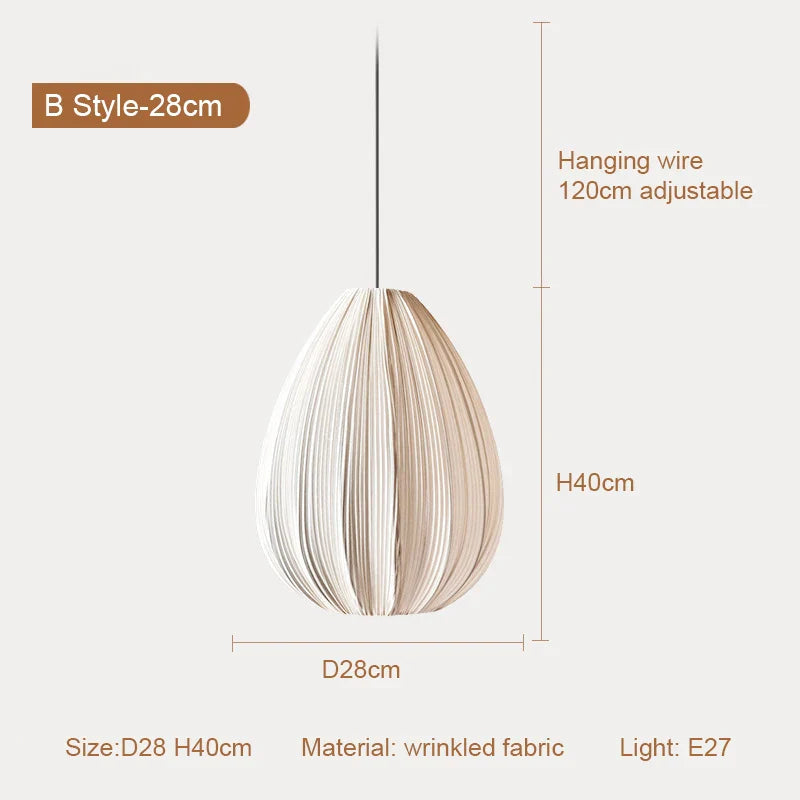 Afralia™ Japanese Wabi-Sabi Pleated Fabric Pendant Lights for Dining Room & Bedroom