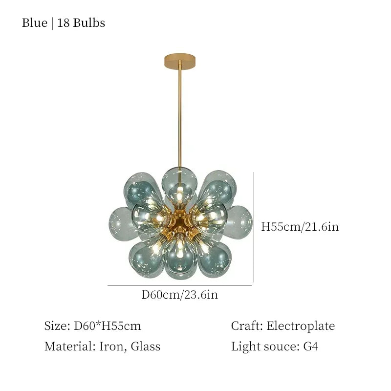 Afralia™ Colorful Glass Bubble Chandelier for Living Room & Dining Table Lighting