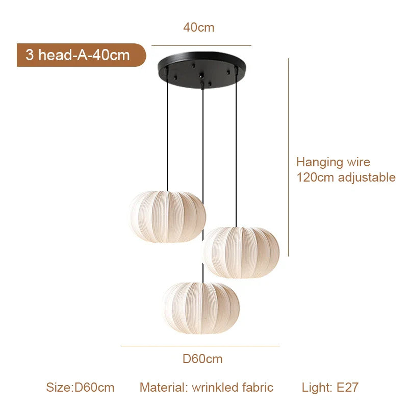 Afralia™ Japanese Wabi-Sabi Pleated Fabric Pendant Lights for Dining Room & Bedroom