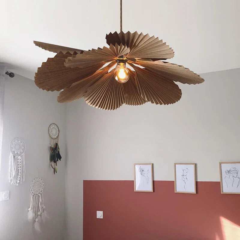 Afralia™ Petal Paper LED Ceiling Lamp Chandelier for Retro Home Decor