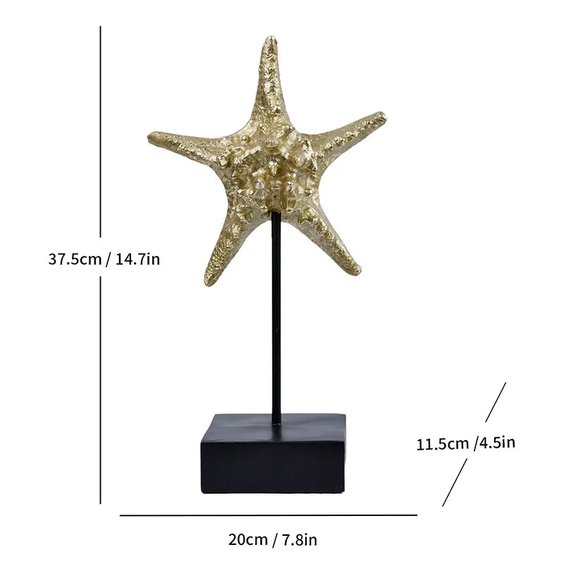 Afralia™ Gold-plated Mermaid Statue Resin Sculpture Room Decor Marine Organism Ornament