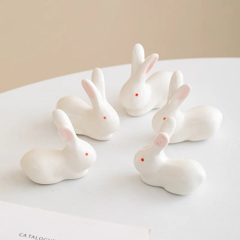 Afralia™ Duck Chopstick Holder Tray White Rabbit Porcelain Plate Home Decor