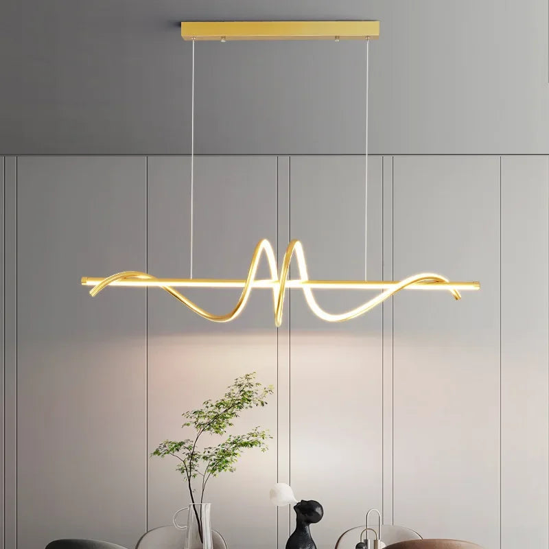 Afralia™ Modern Curved Dining Table Pendant Lamp LED Suspension Lighting