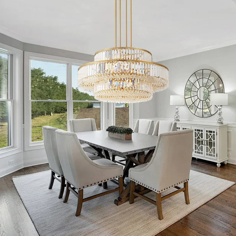 Afralia™ Luxury K9 Crystal Ceiling Pendant Light for Living Room Dining Decor