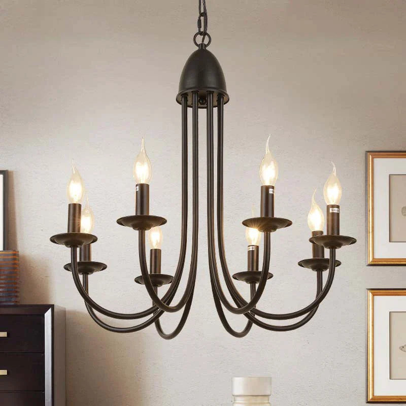 Afralia™ Retro Rural Iron Chandelier for Living Room Dining Bedroom Balcony