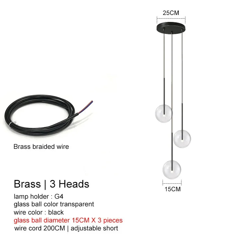 Afralia™ Glass Ball Chandelier Pendant Lights for Modern Luxury Living Room Decor