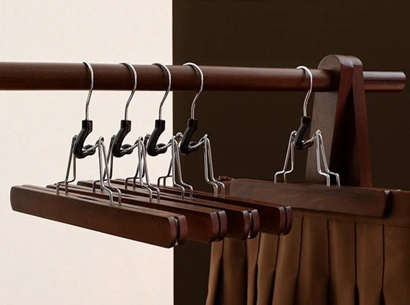 Afralia™ Woodiness Retro Color Pants Hanger High Quality Non-slip Wooden Hanger