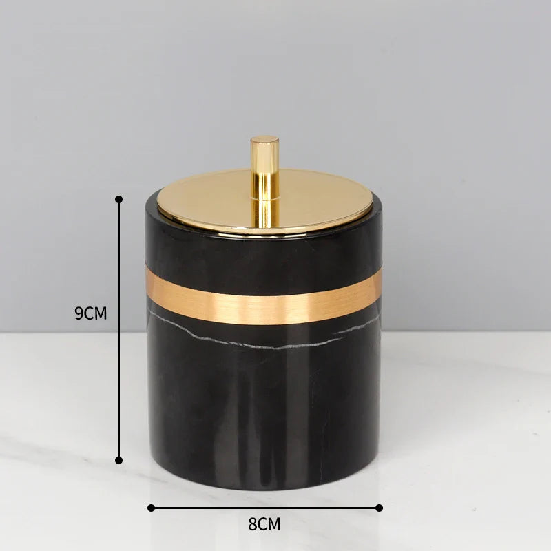 Afralia™ Nero Marquina Marble Bathroom Set - Golden Luxury Bathroom Accessories