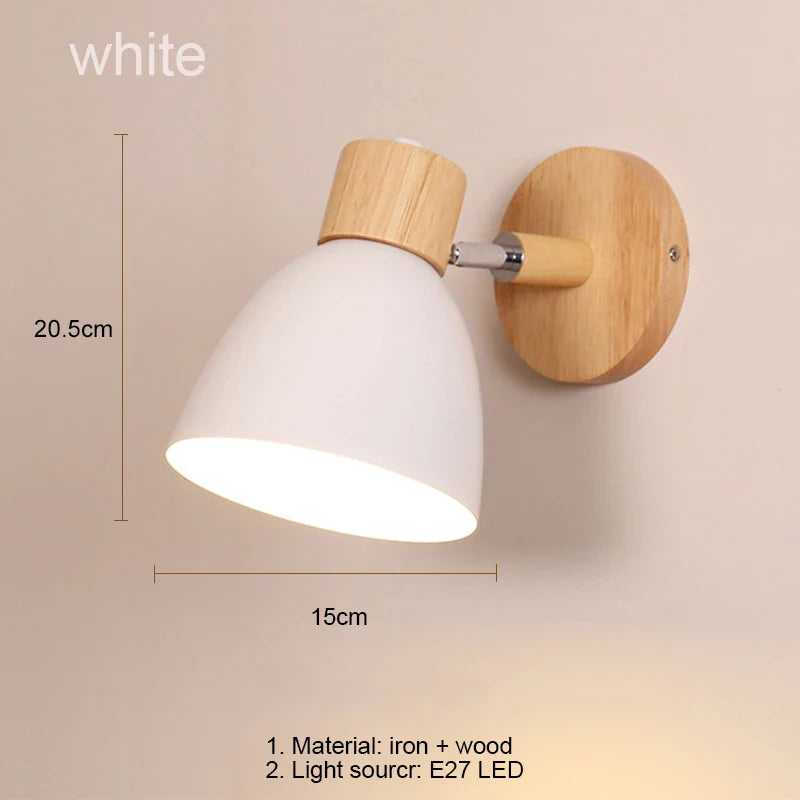 Nordic Wood Wall Lamp E27 Iron Macaron for Living Room Bedroom LED Home Decor Afralia™