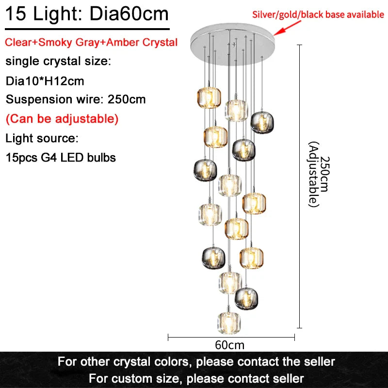 Afralia™ Nordic Crystal Ceiling Chandelier LED Light for Living Room, Bedroom, Dining Room, Kitchen