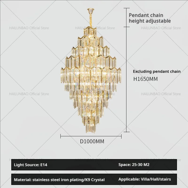 Afralia™ Crystal Chandelier: Modern Simple Luxury for Duplex Villa & Loft