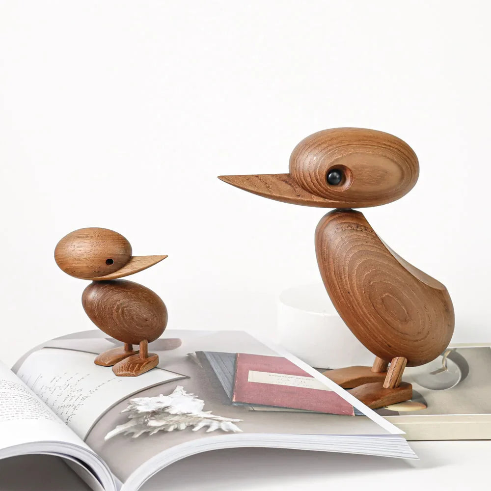Afralia™ Wooden Duck Couple Dolls Nature Animal Ornaments Figurines