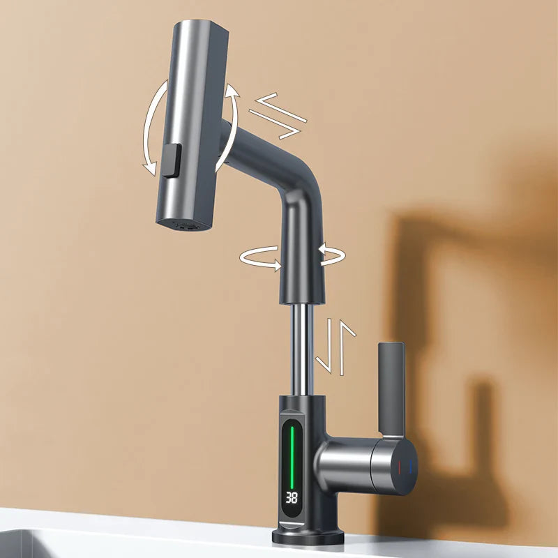 Afralia™ Digital Display Waterfall Basin Faucet with Temperature Control