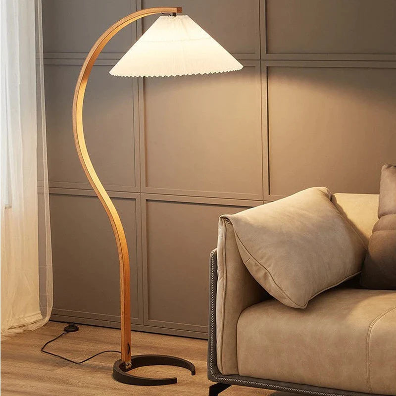 Afralia™ Modern Solid Wood LED Floor Lamp for Home Living Room Bedroom Décor