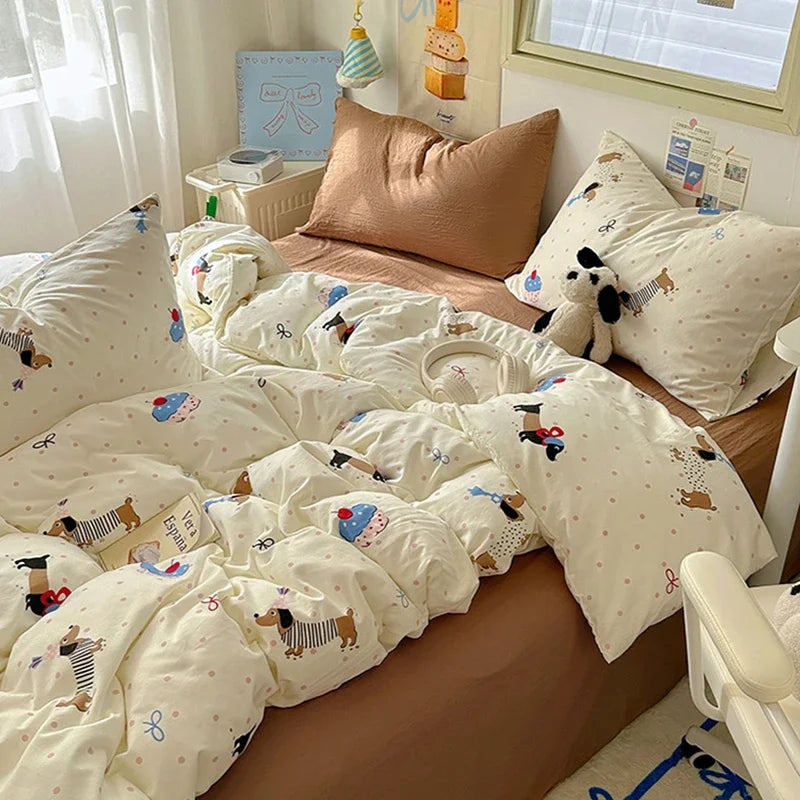 Afralia™ Cartoon Pattern Cotton Fitted Sheet Set – Soft & Cozy Bedding for Adults & Kids