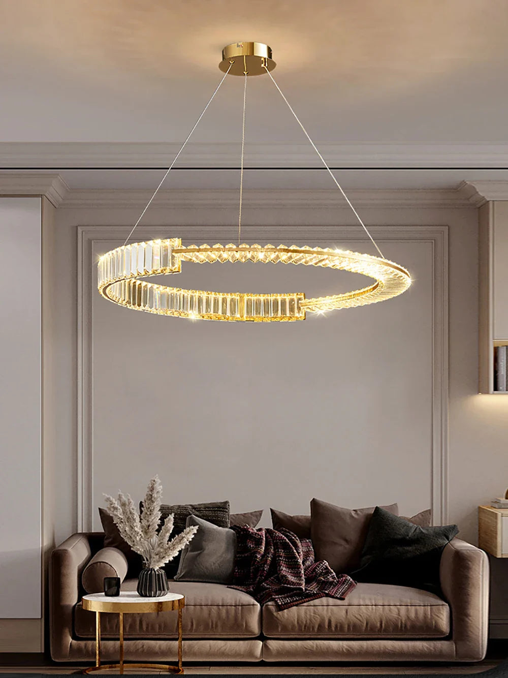 Afralia™ Luxury Crystal Ring LED Chandelier with Remote Control - Nordic Style Lighting Fixtures