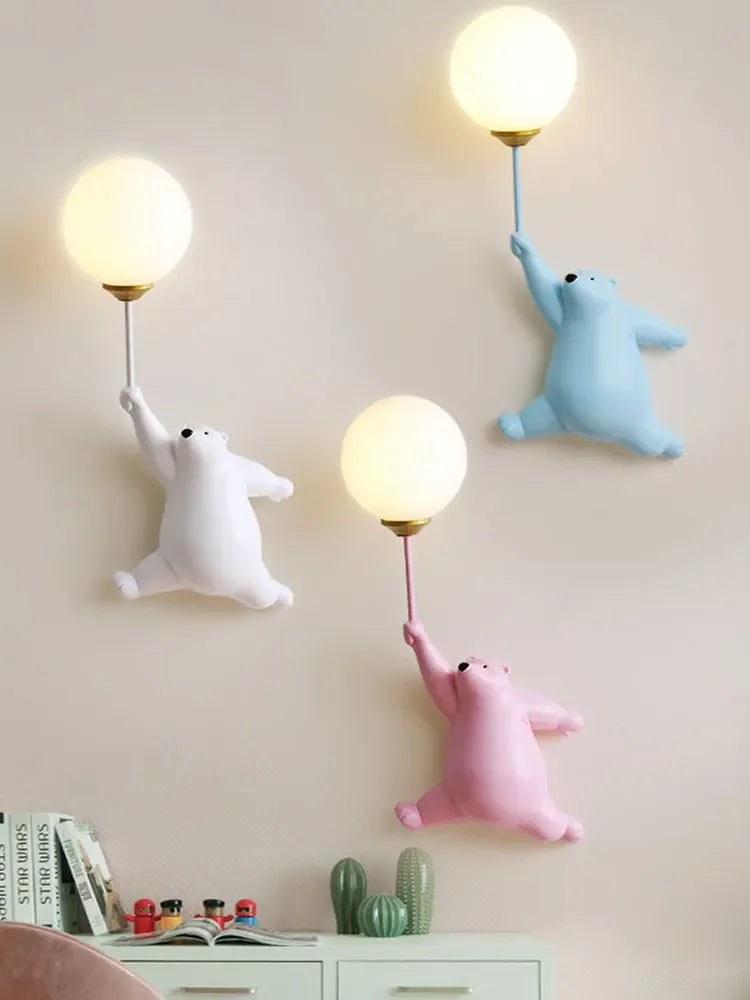 Afralia™ Bear Kids Wall Lamp Set: Boy and Girl Bear Lights for Bedroom Decor