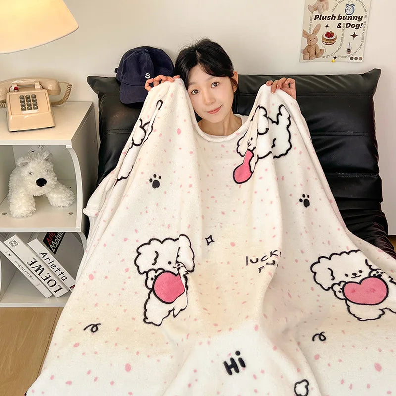 Afralia™ Double-Sided Thin Velvet Printed Blanket for Adults - Spring Autumn Bedding & Sofa Decor