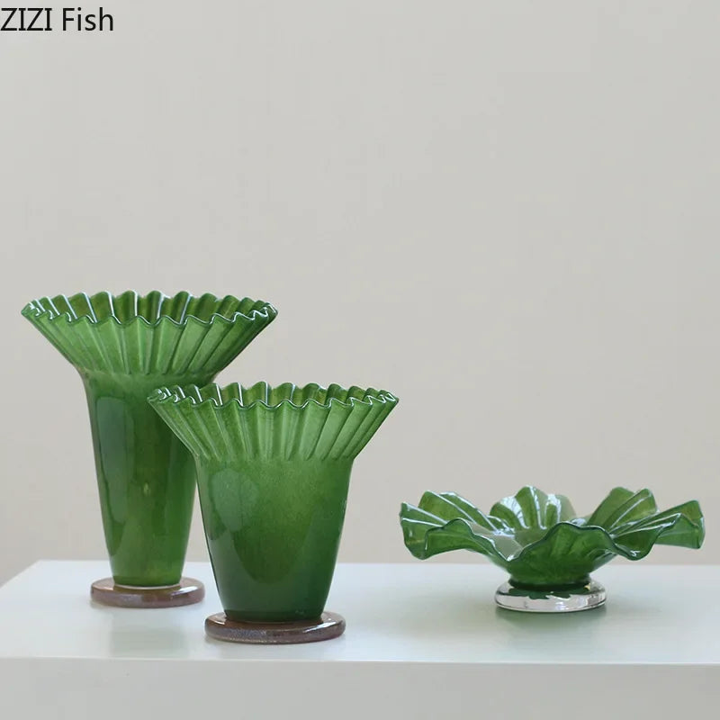 Afralia™ Lotus Leaf Glass Vase: Elegant Table Decor & Plant Pot for Room Aesthetic